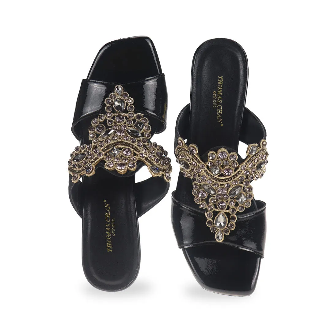 [20% off at cart] Glamour Vintage Rhinestone Block Heels