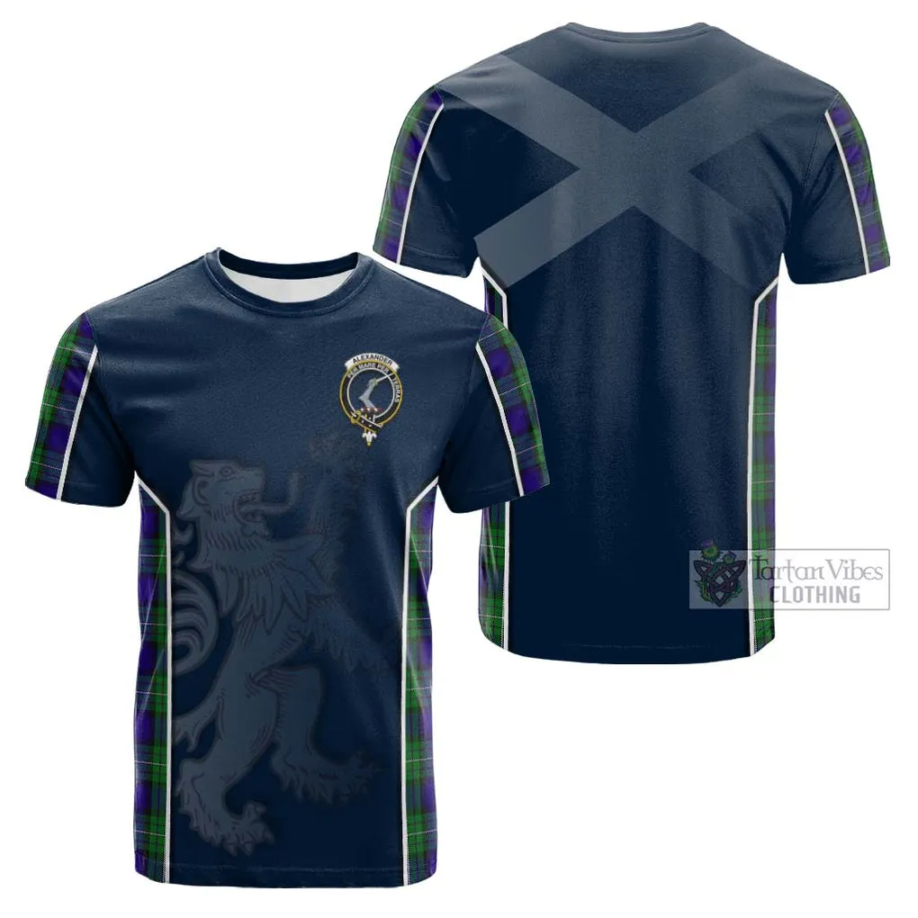 Alexander Tartan Cotton T-shirt with Family Crest and Lion Rampant Vibes Sport Style