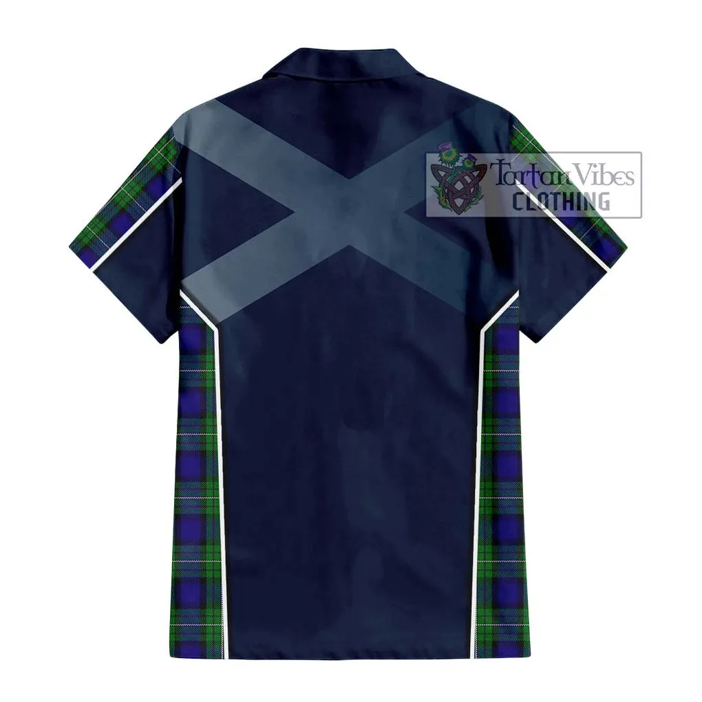 Alexander Tartan Short Sleeve Button Shirt with Family Crest and Lion Rampant Vibes Sport Style