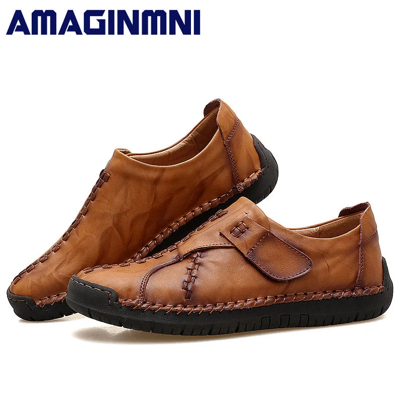 AMAGINMNI Brand Genuine Leather shoes Classic fashion mens casual shoes