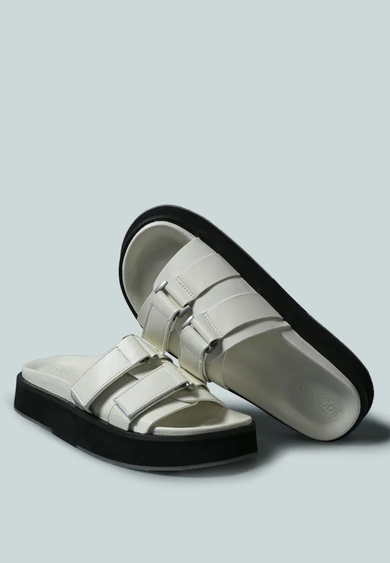 ANISTON Buckled Flatform White Slip-On Sandal