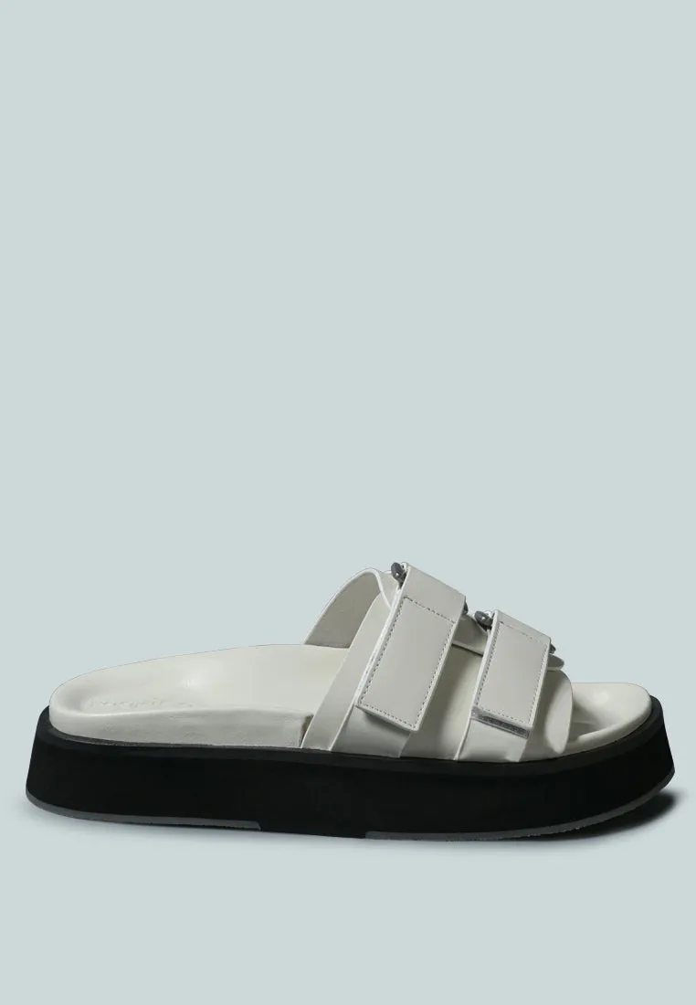 ANISTON Buckled Flatform White Slip-On Sandal