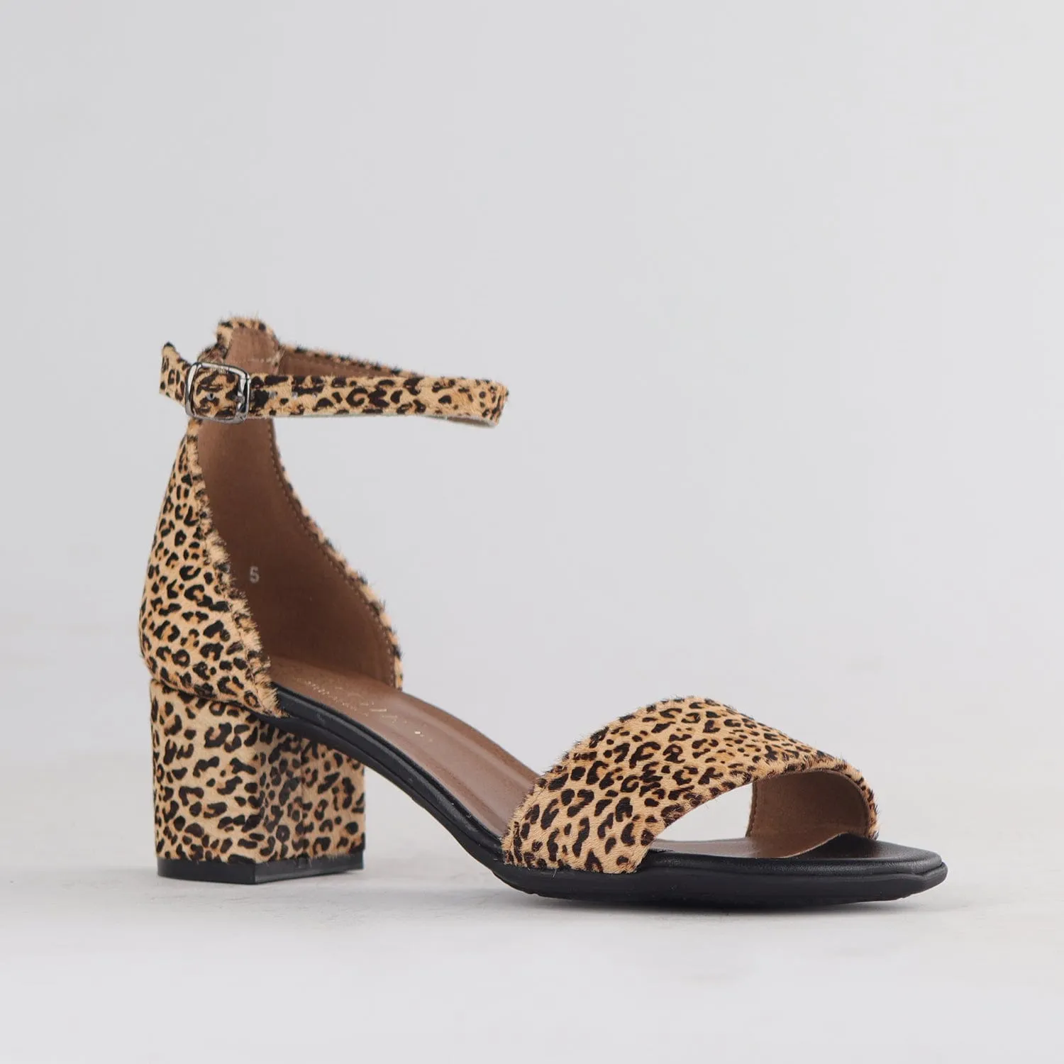 Ankle Strap Block Heel Sandal in Cheetah Print - 11879