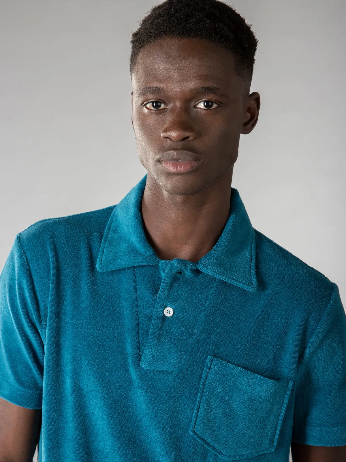 Aquamarine Terry Towelling Polo Shirt