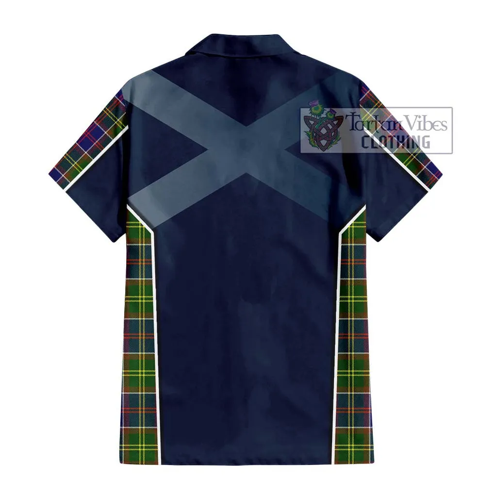 Arnott Tartan Short Sleeve Button Shirt with Family Crest and Lion Rampant Vibes Sport Style