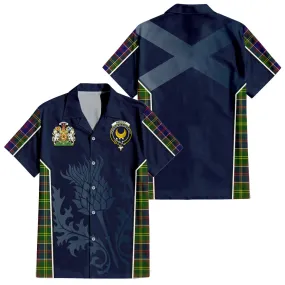 Arnott Tartan Short Sleeve Button Up Shirt with Family Crest and Scottish Thistle Vibes Sport Style