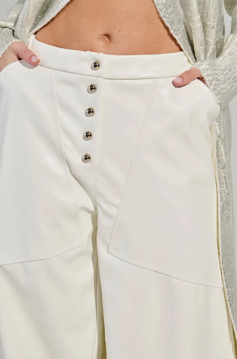 ASHLYN FAUX LEATHER PANT IN WHITE