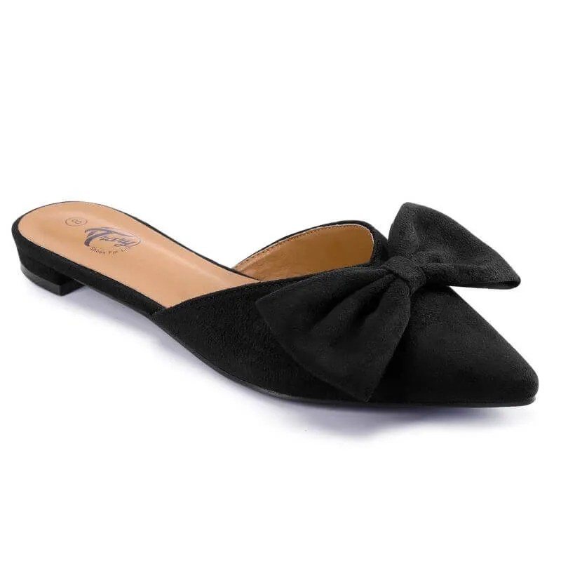 Backless Bow Pointed Toe Mules