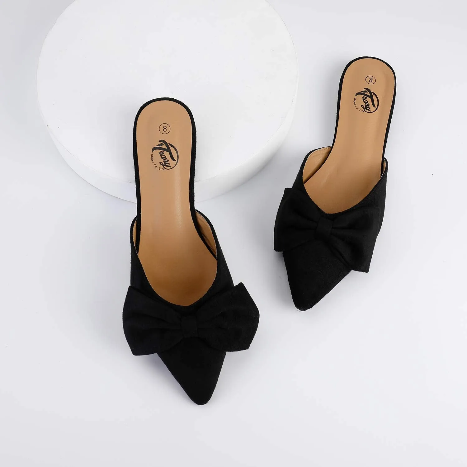 Backless Bow Pointed Toe Mules