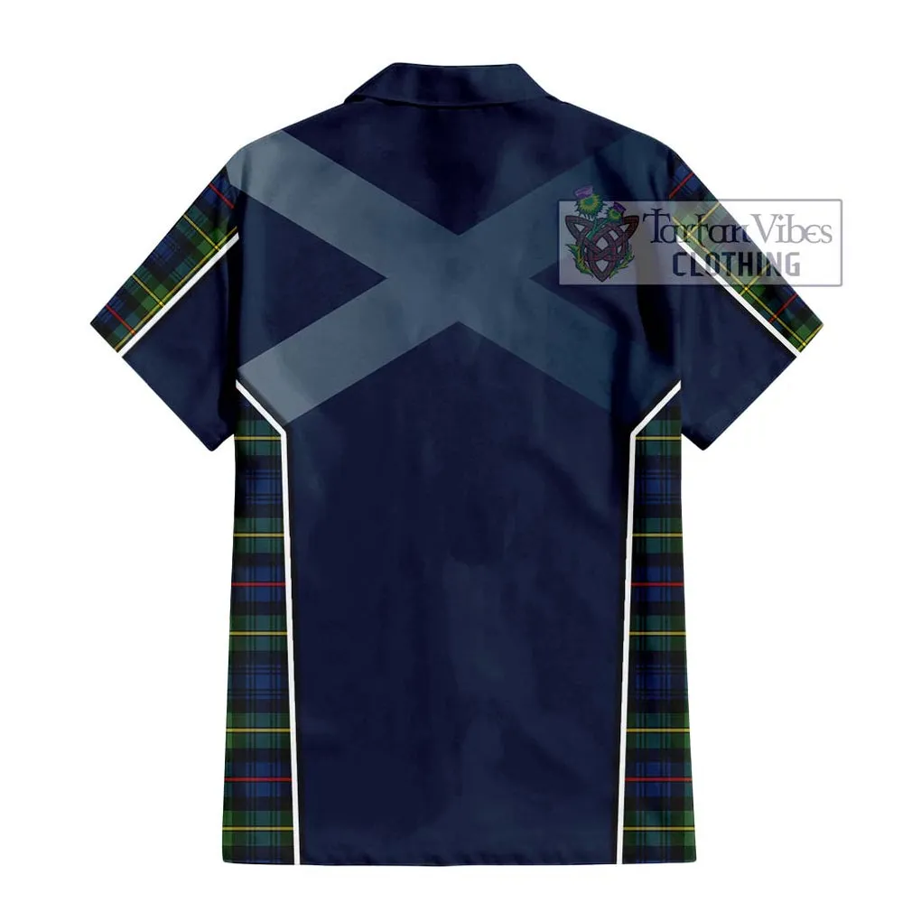 Bailey Modern Tartan Short Sleeve Button Shirt with Family Crest and Lion Rampant Vibes Sport Style