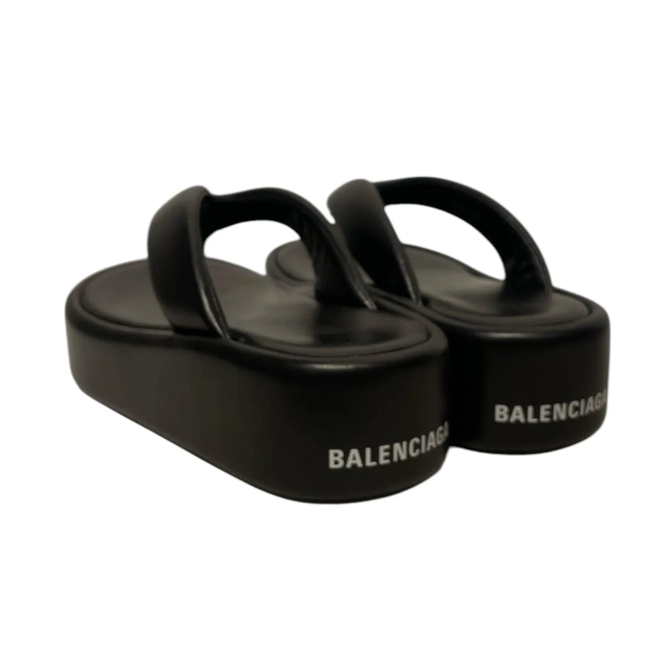 BALENCIAGA/Sandals/US 7/Leather/BLK/LEATHER THONG SANDALS