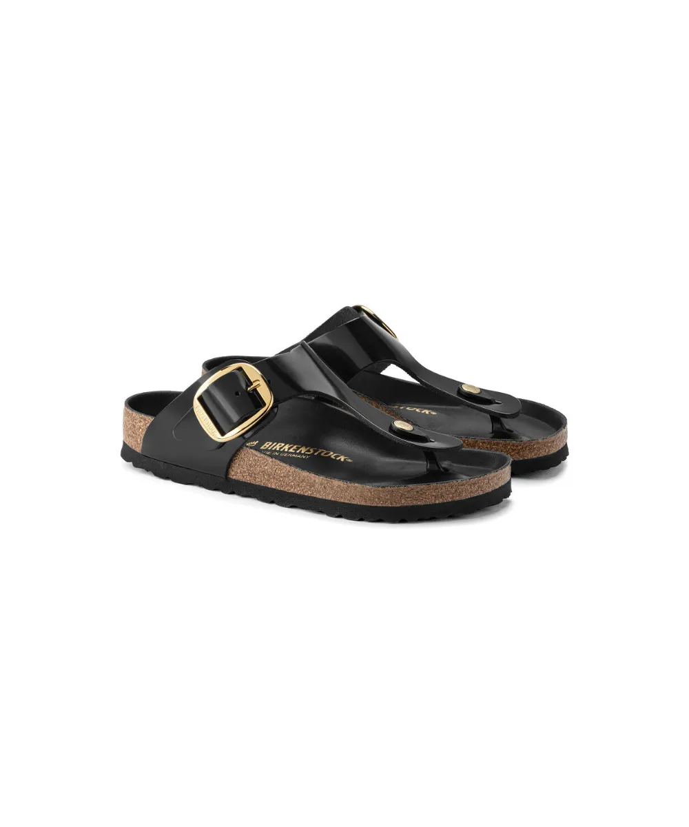 BIRKENSTOCK GIZEH BIG BUCKLE REGULAR FIT IN SHINE BLACK