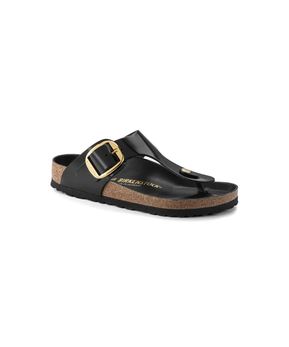 BIRKENSTOCK GIZEH BIG BUCKLE REGULAR FIT IN SHINE BLACK