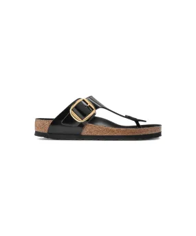 BIRKENSTOCK GIZEH BIG BUCKLE REGULAR FIT IN SHINE BLACK