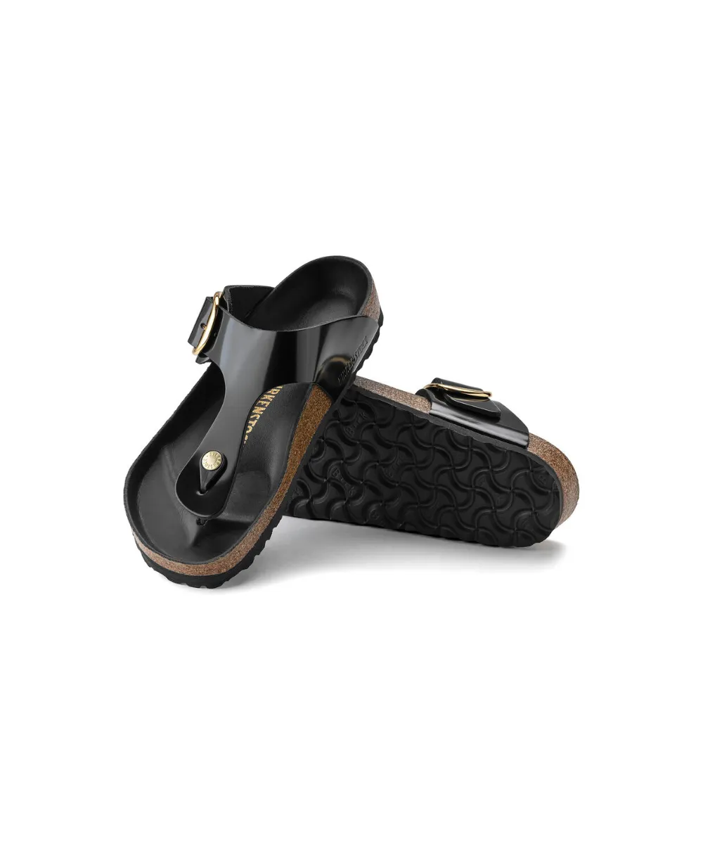 BIRKENSTOCK GIZEH BIG BUCKLE REGULAR FIT IN SHINE BLACK