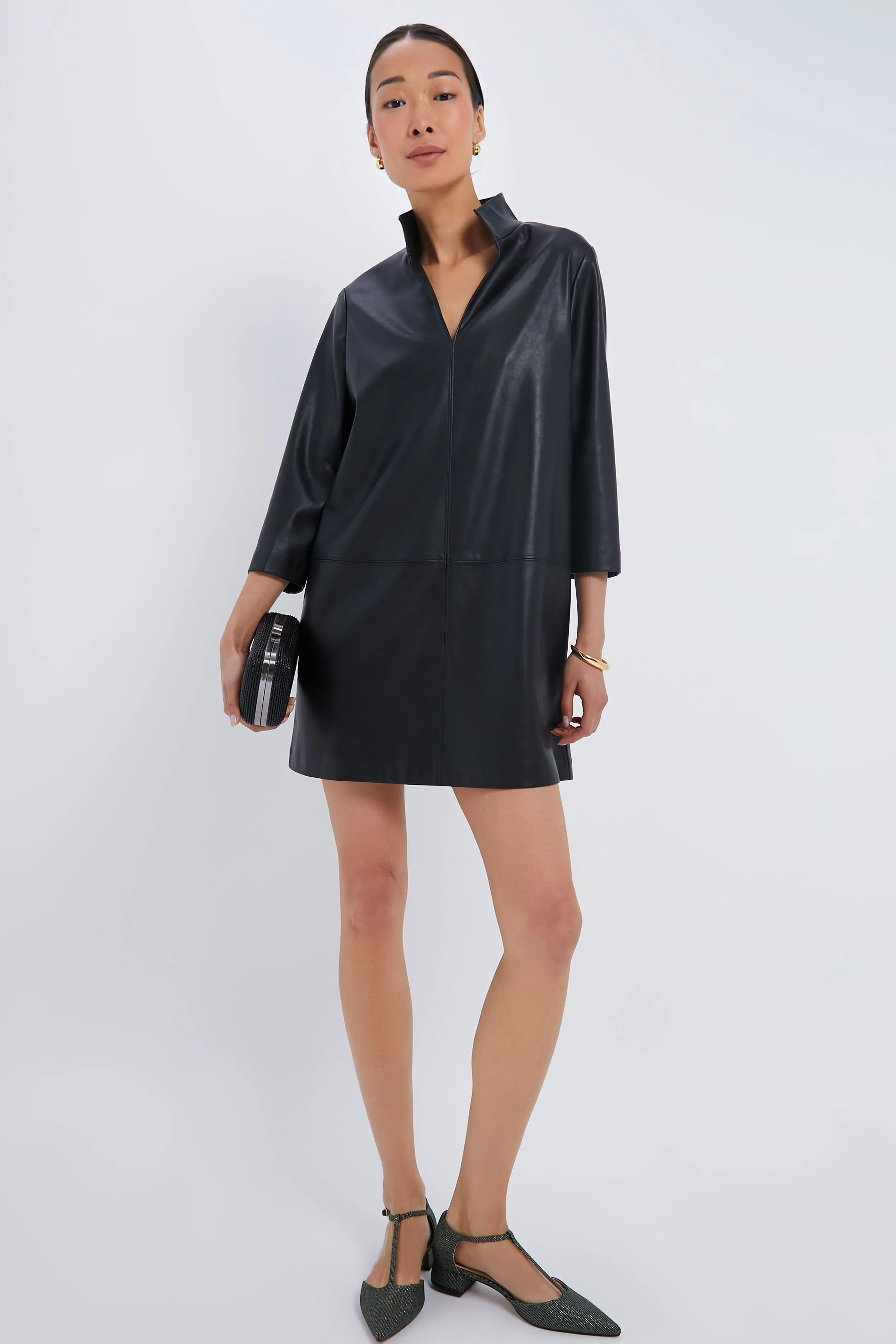 Black Leather Clifton Dress