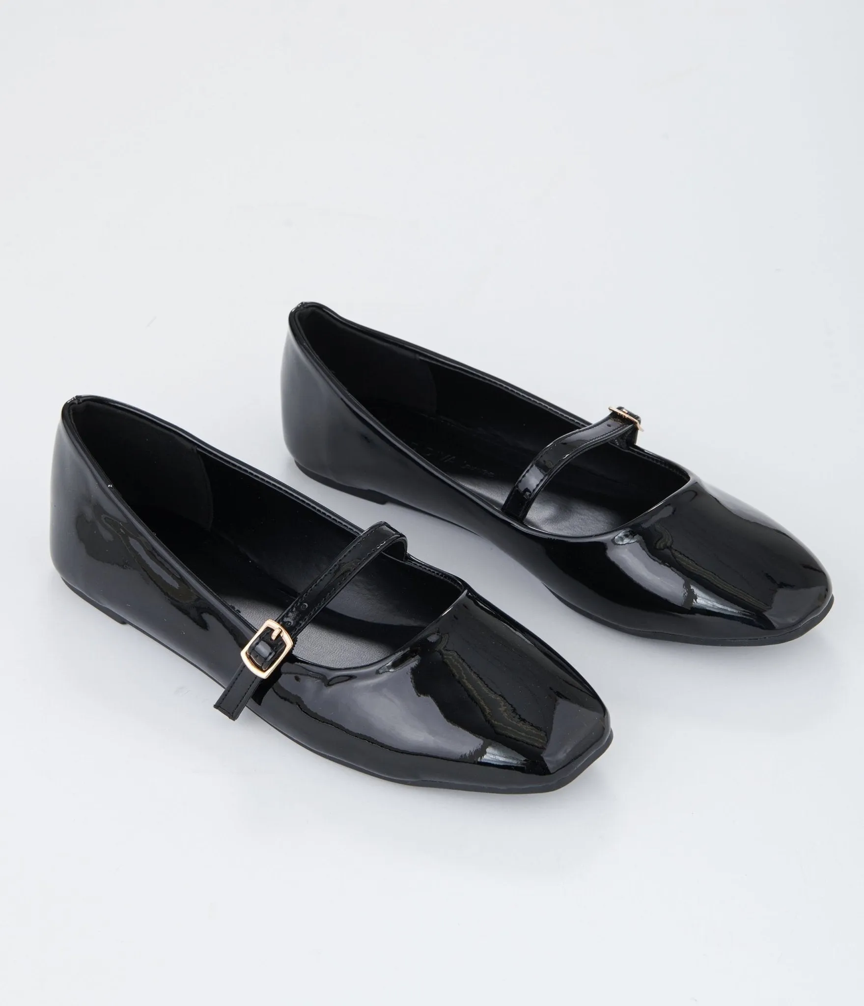 Black Patent Leatherette Mary Jane Flats