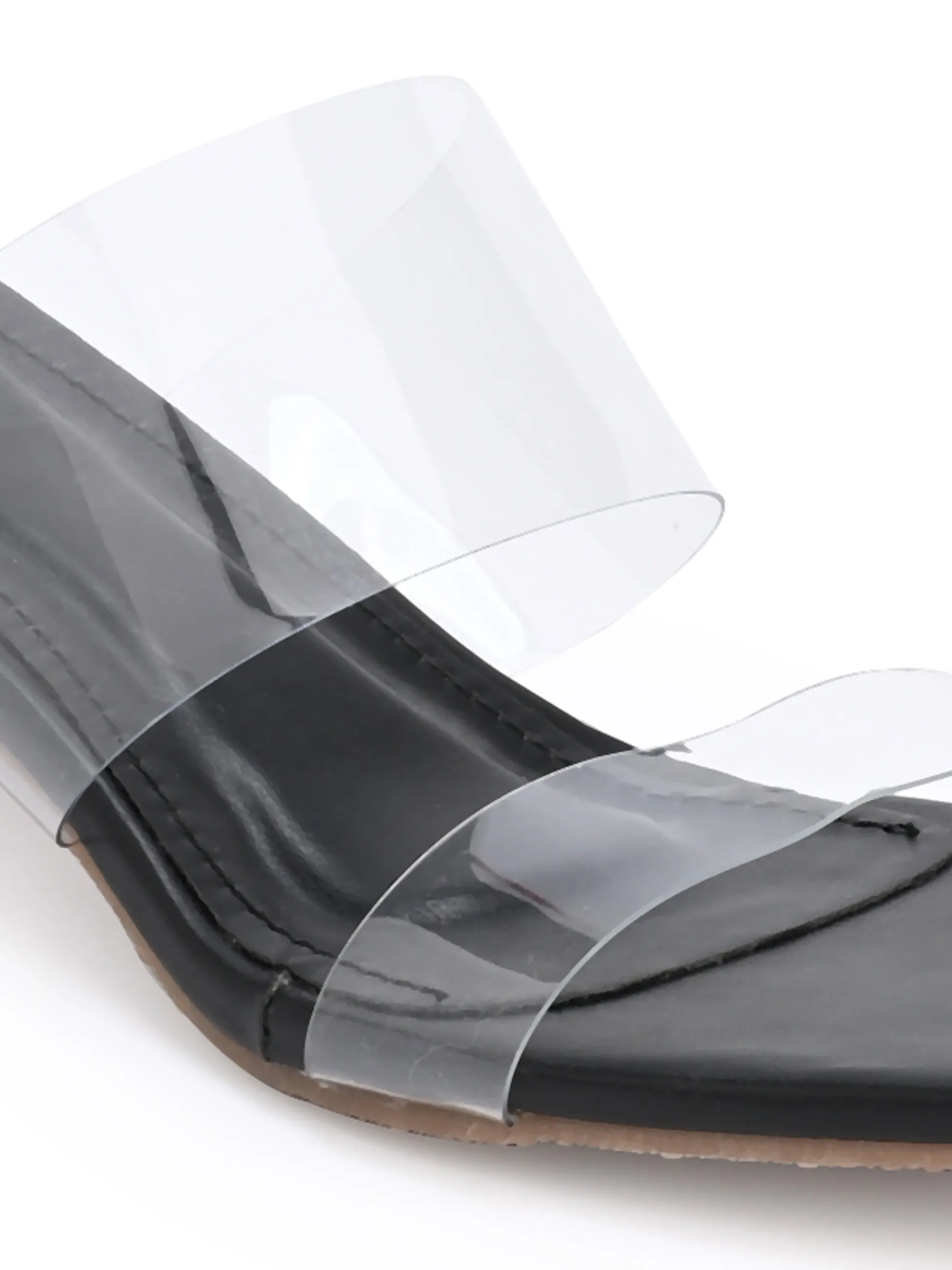 Black transparent Strap heels - Stylish Comfort day to night wear