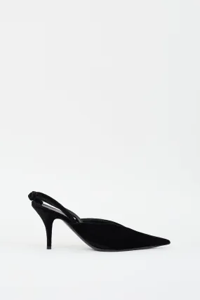 Black Velvet Bow Slingback Pump