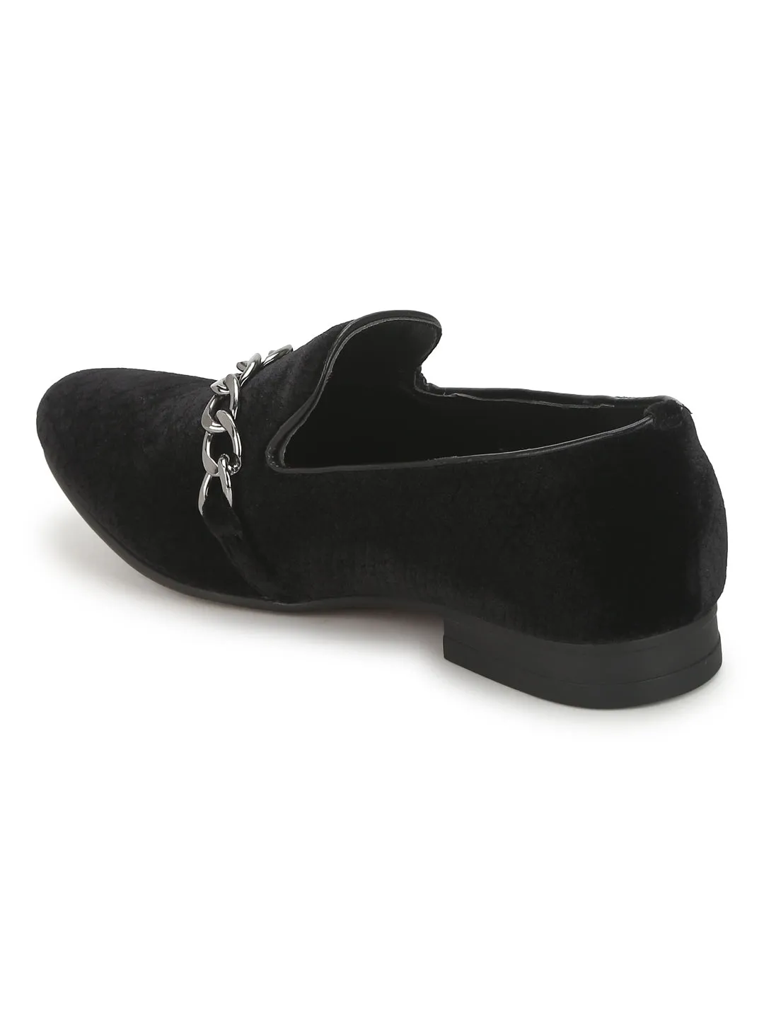 Black Velvet Chain Men Loafers