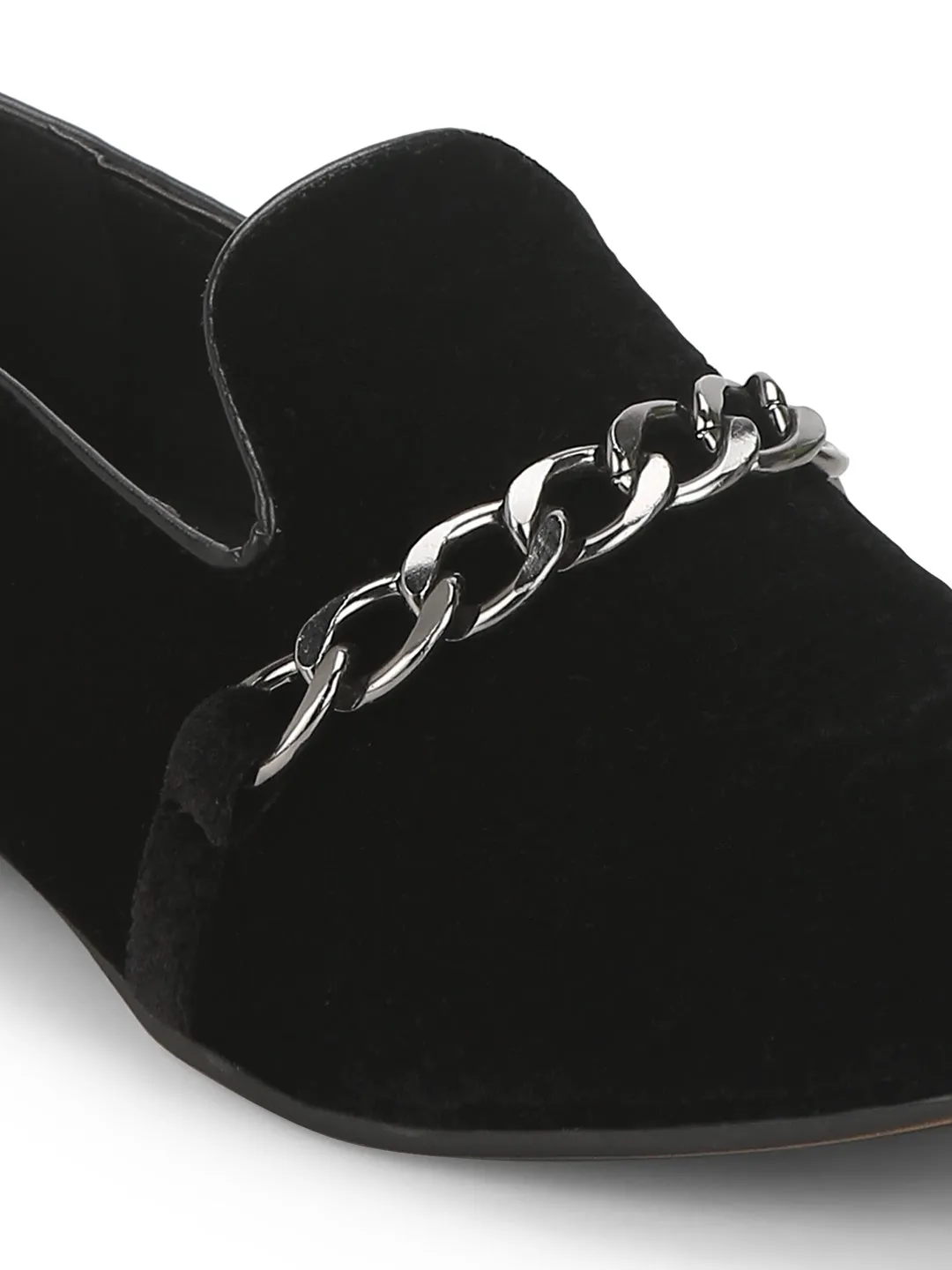 Black Velvet Chain Men Loafers