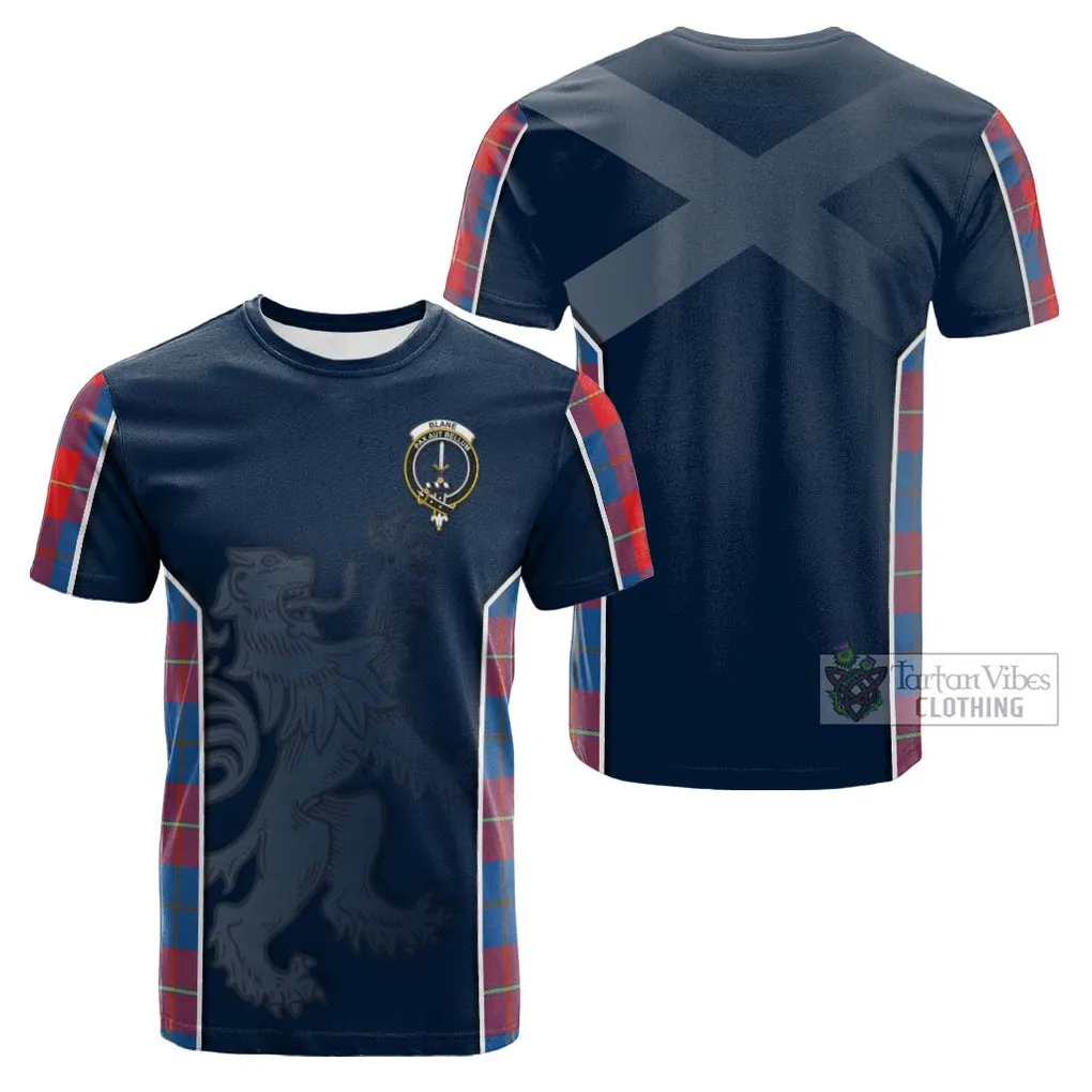 Blane Tartan Cotton T-shirt with Family Crest and Lion Rampant Vibes Sport Style