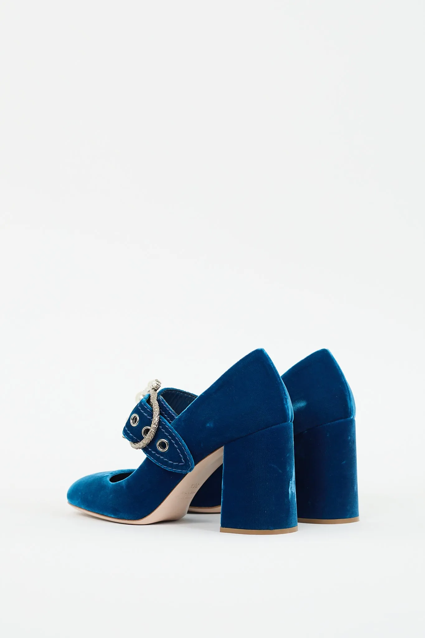 Blue Velvet & Pearl Mary jane Pump