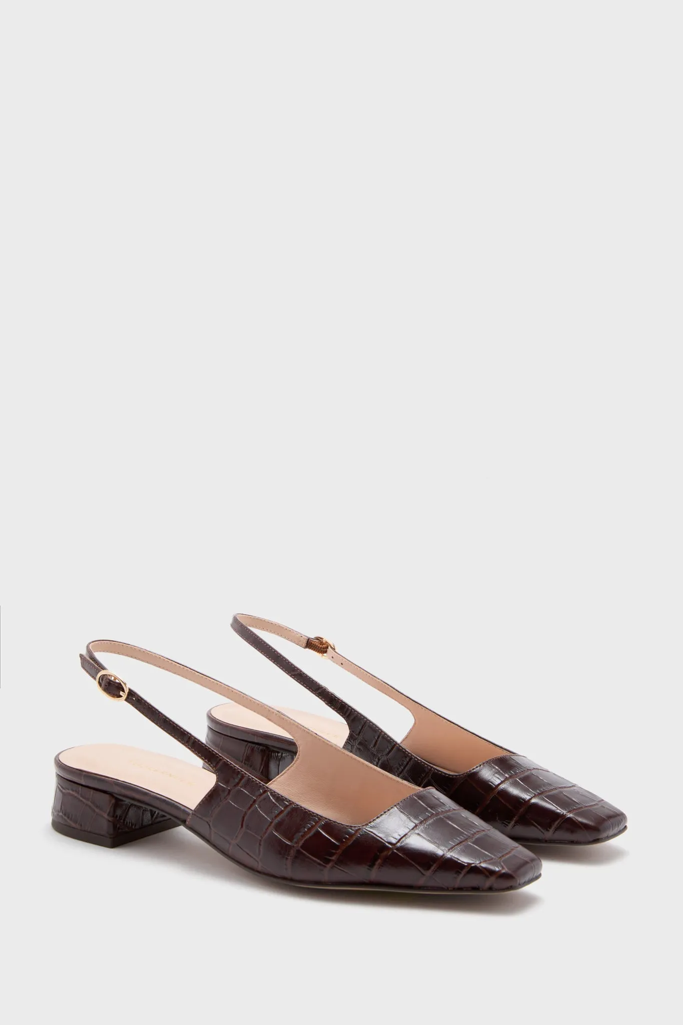 Brown Croc Hollis Slingback Flats