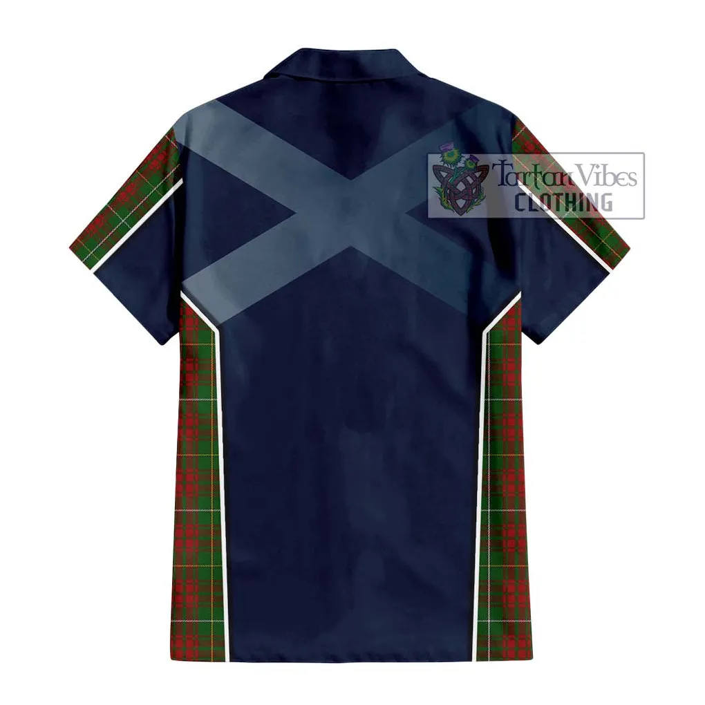 Bruce Hunting Tartan Short Sleeve Button Shirt with Family Crest and Lion Rampant Vibes Sport Style