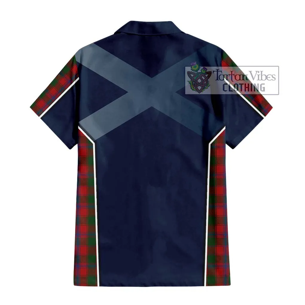 Bruce Old Tartan Short Sleeve Button Shirt with Family Crest and Lion Rampant Vibes Sport Style