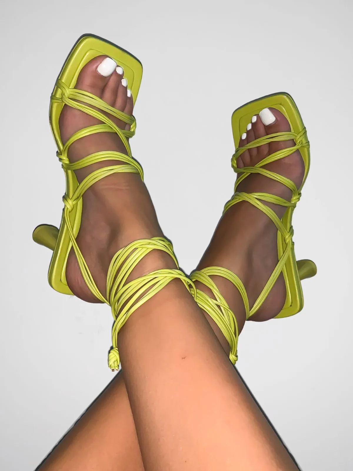 Bryony Strappy Lace Up Heel / Lime