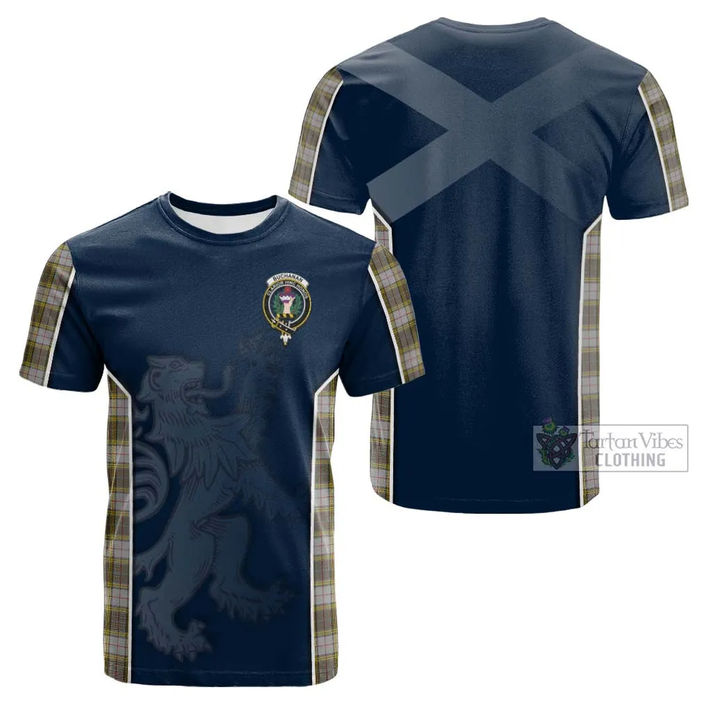 Buchanan Dress Tartan Cotton T-shirt with Family Crest and Lion Rampant Vibes Sport Style