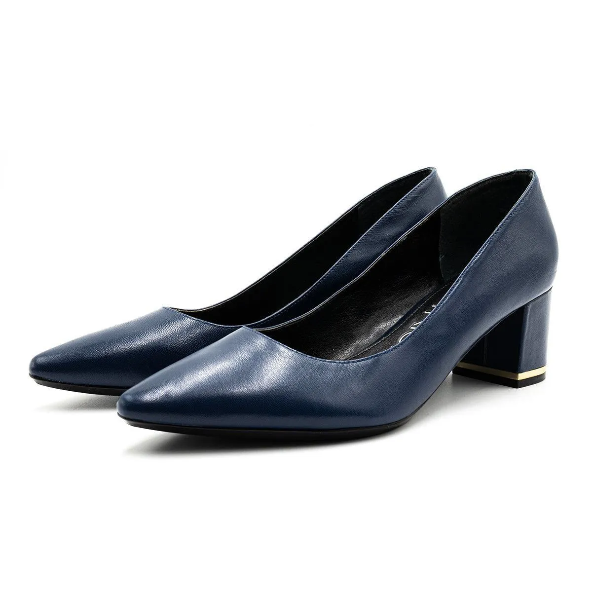 Calvin Klein Nita Pointy Pump High-Heel Shoes Leather Blue Colour For Women