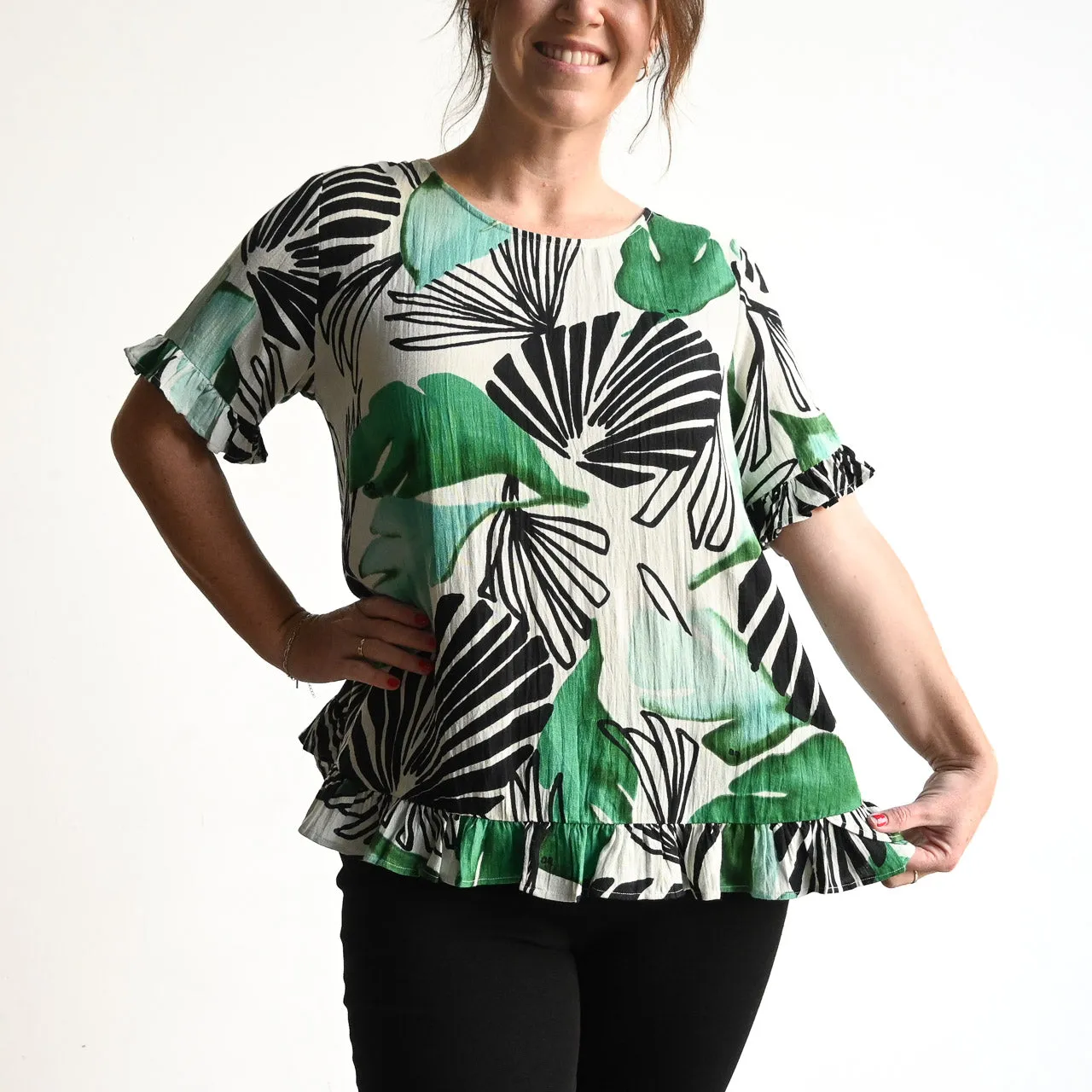 Chic Ruffle Hem Top by Orientique Australia - Papagayo - 72478