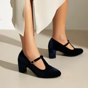 Chic Women’s Solid Color Block Heels | Elegant & Comfortable