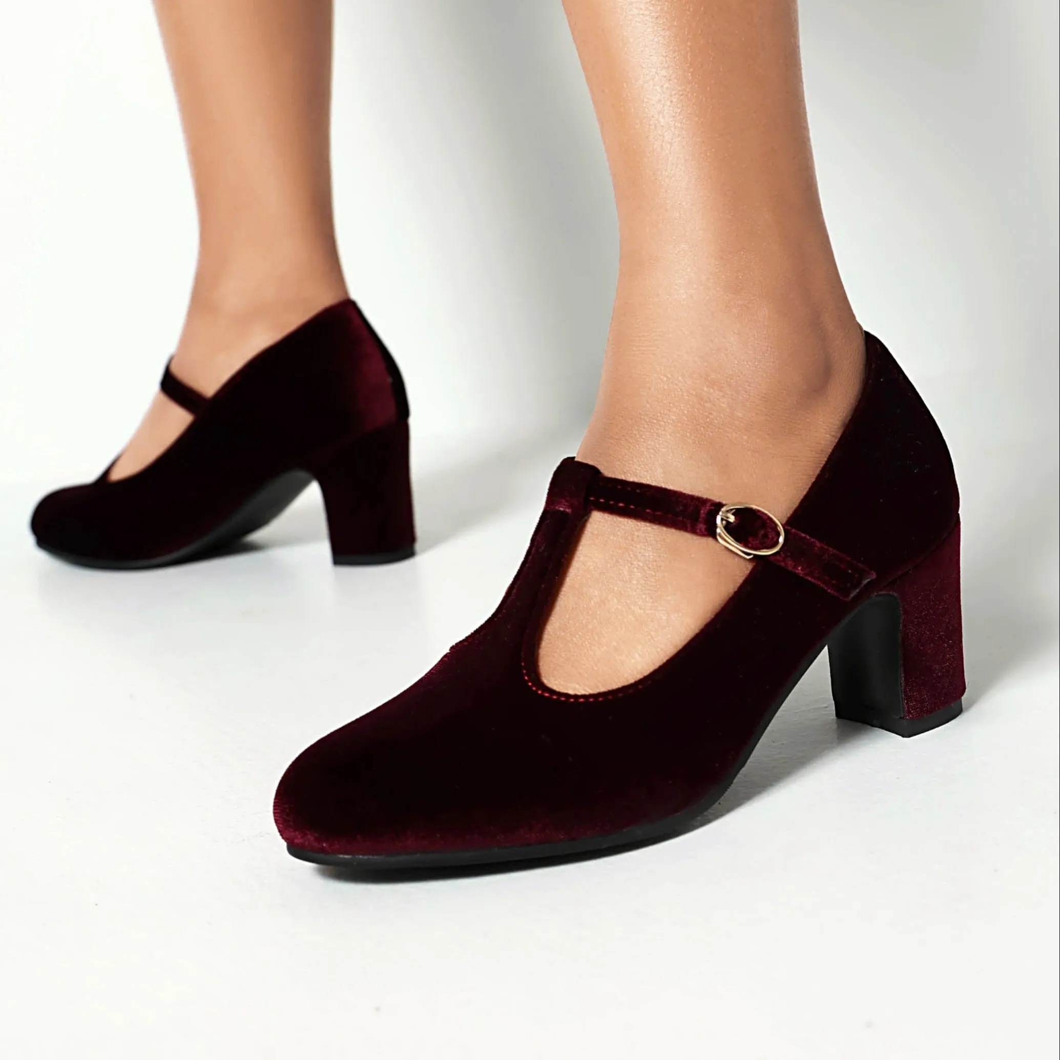 Chic Women’s Solid Color Block Heels | Elegant & Comfortable