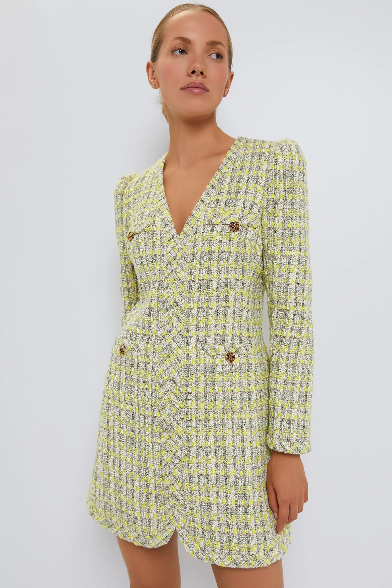 Citron Tweed Coralie Dress