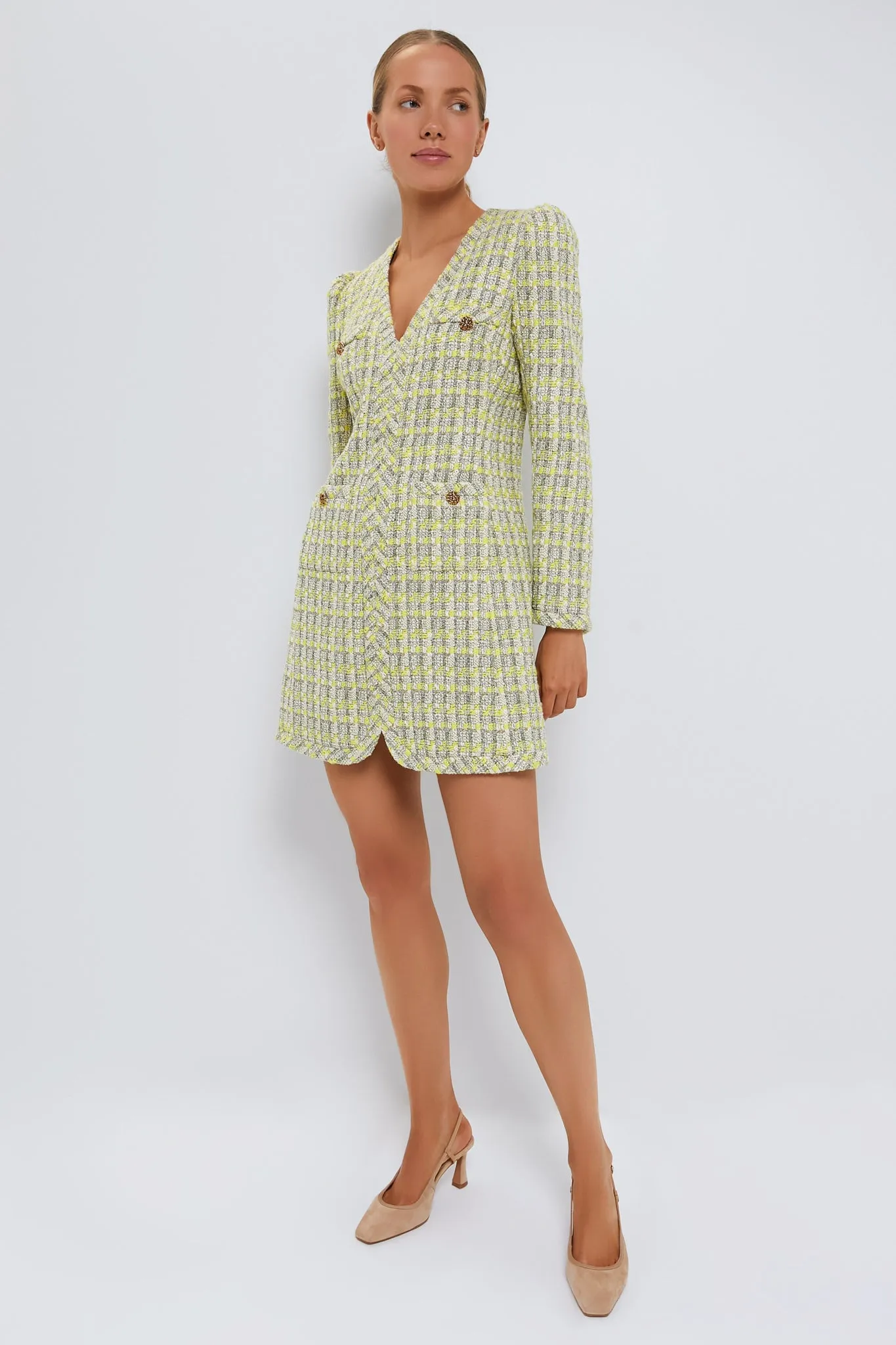 Citron Tweed Coralie Dress