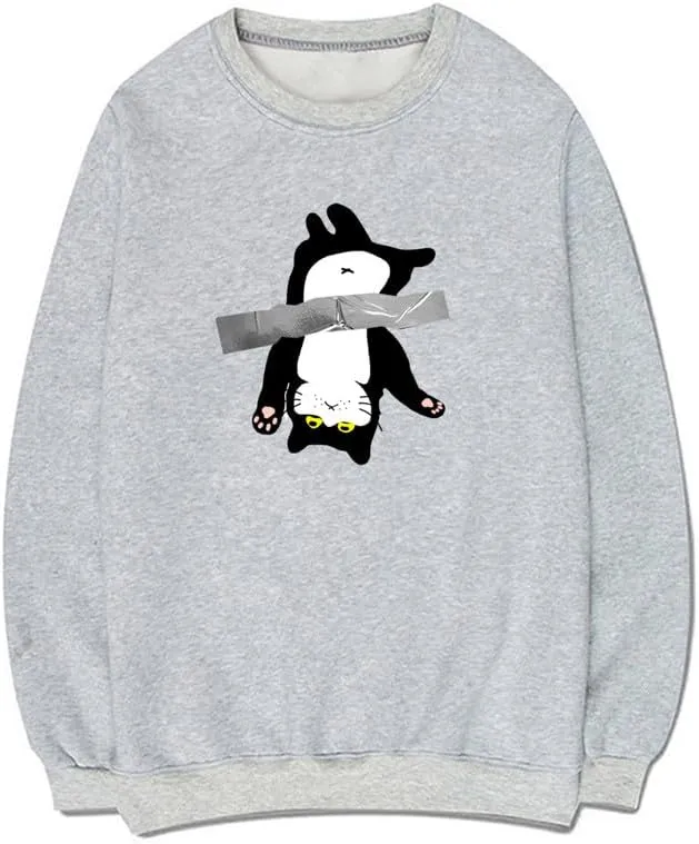 CORIRESHA Cat Lover Pullover Crew Neck Long Sleeve Cotton Cute Sweatshirt