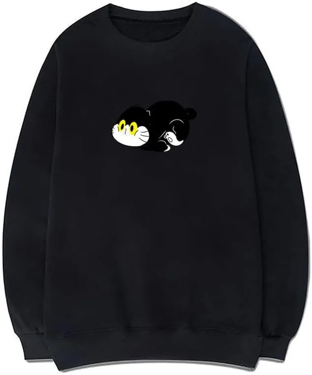 CORIRESHA Cat Lovers Sweatshirt Crew Neck Long Sleeve Cotton Cute Pullover