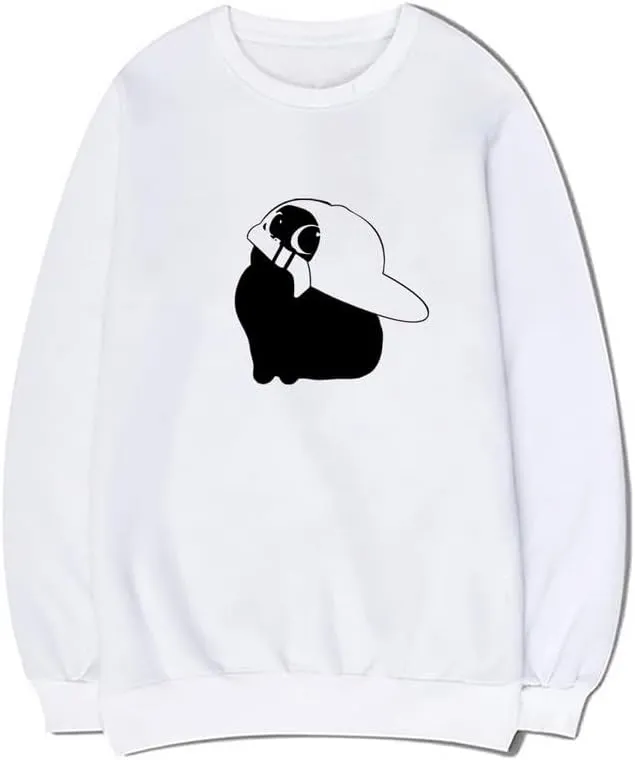 CORIRESHA Funny Wear Hat Cat Sweatshirt Crew Neck Long Sleeve Basic Cotton Pullover