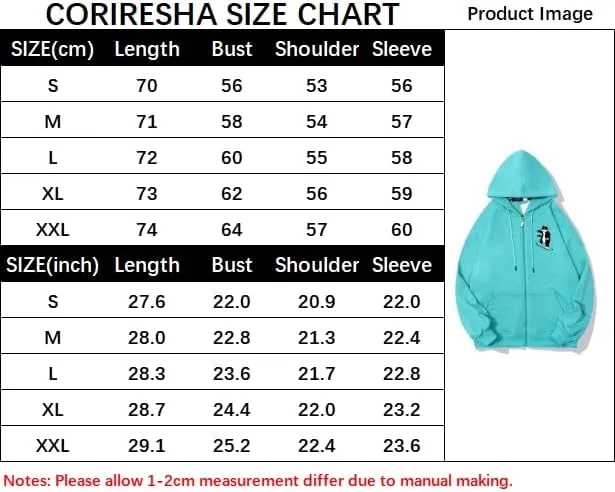 CORIRESHA Unisex Cat Lover Zipper Hoodie Casual Long Sleeve Cute Skateboard Sweatshirt