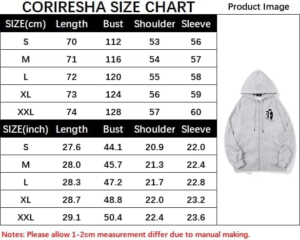 CORIRESHA Unisex Cat Lover Zipper Hoodie Casual Long Sleeve Cute Skateboard Sweatshirt