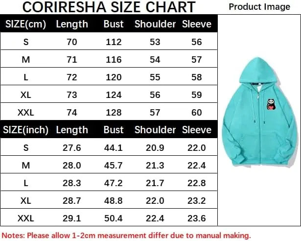 CORIRESHA Unisex Funny Cat Heart Zip Hoodie Long Sleeve Casual Sweatshirt