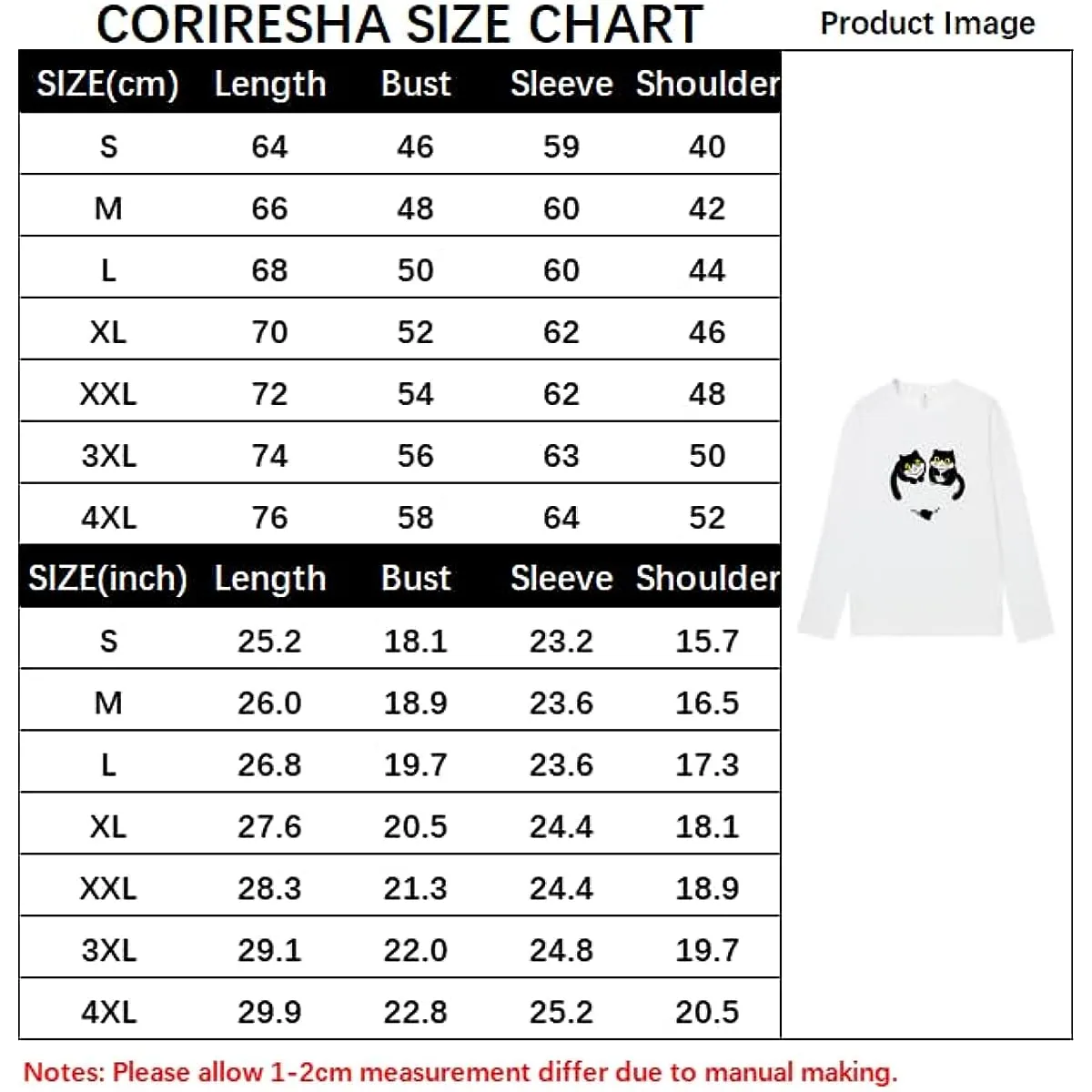 CORIRESHA Women's Teen Cute Cat Crew Neck Long Sleeve Casual Fall Heart T-Shirt