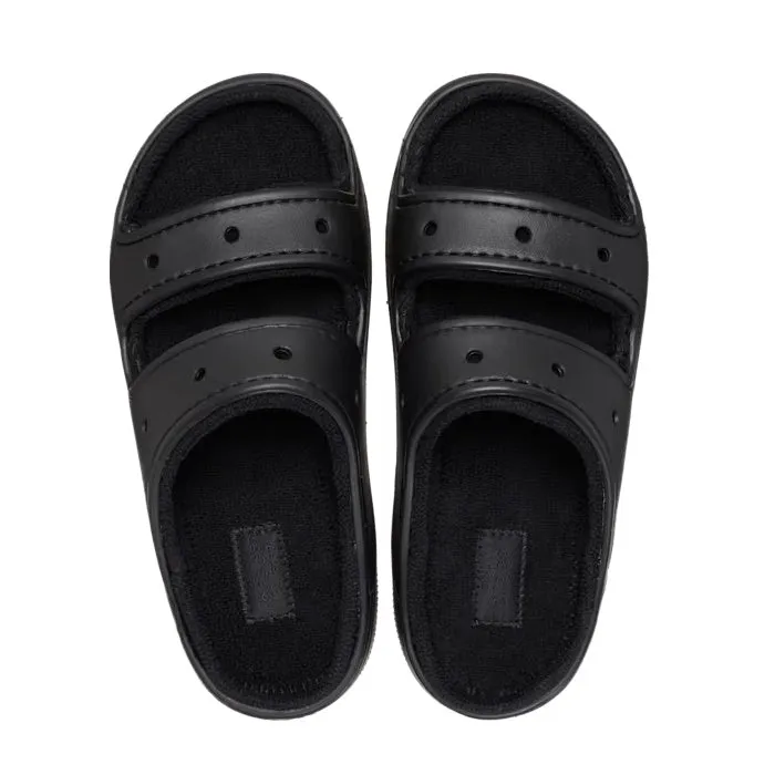 Crocs Classic Cozzzy Towel Sandal Slide Black Adults