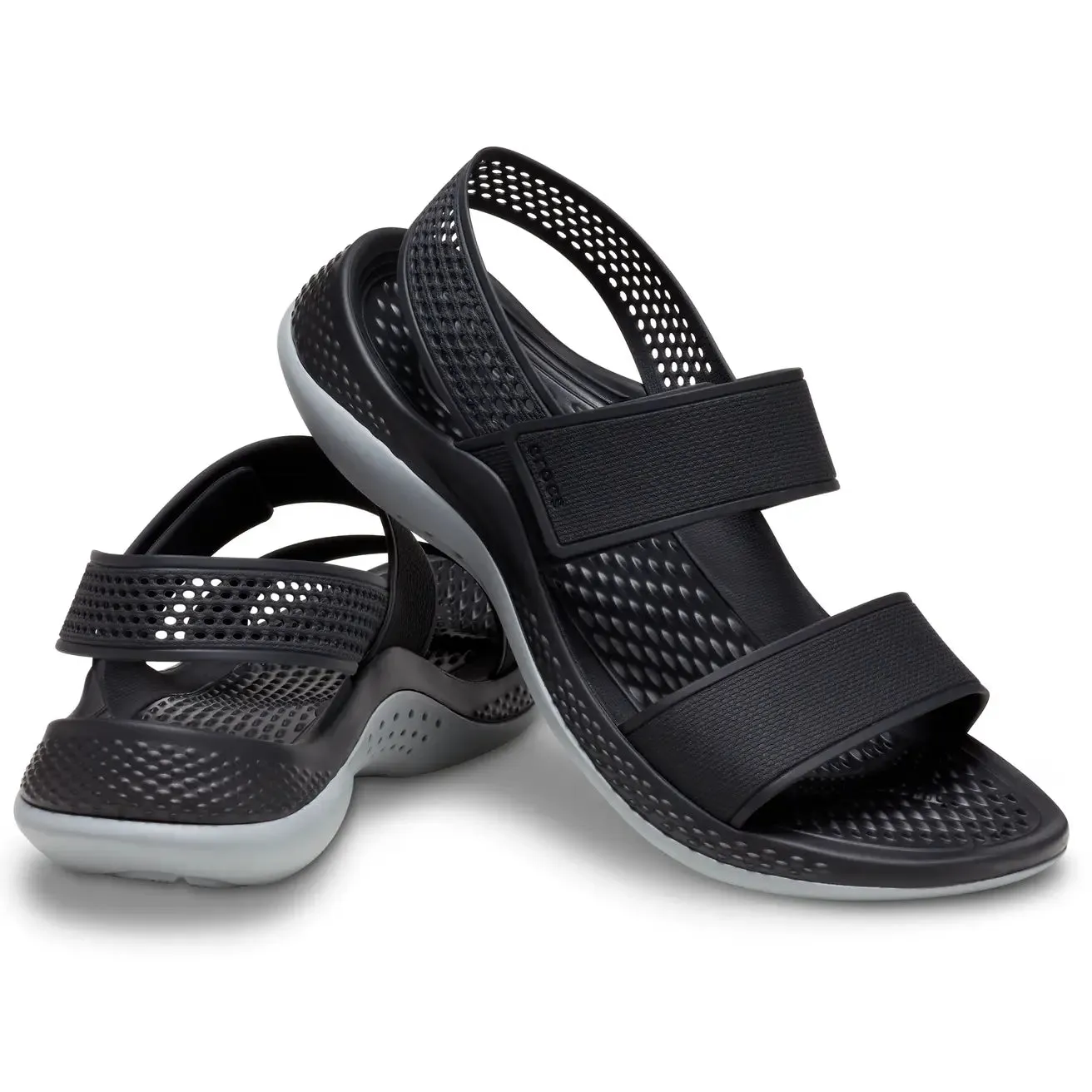 CROCS WOMENS LITERIDE 360 SANDAL - BLACK/LIGHT GREY