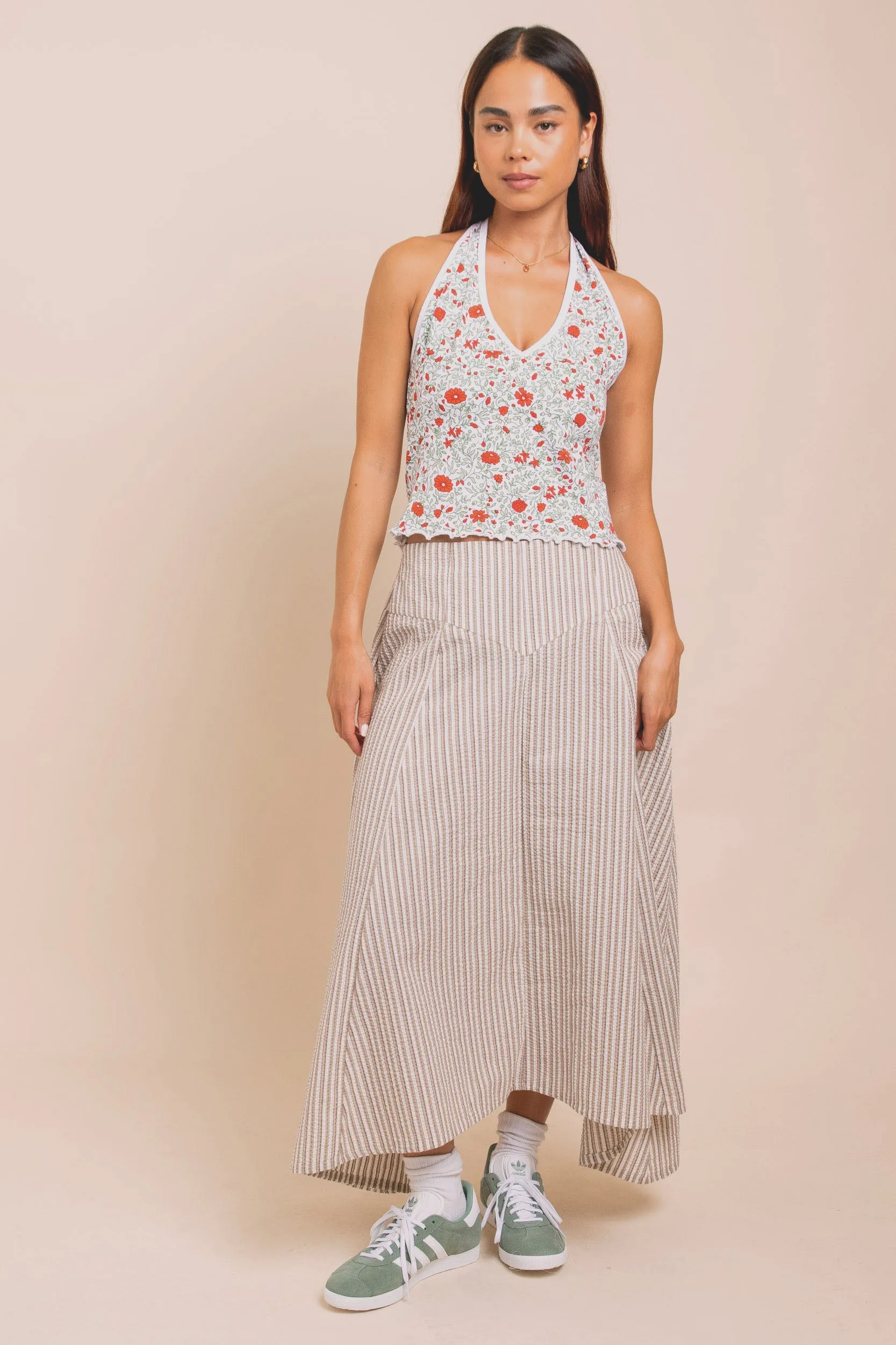 Daisy Street Ditsy Jersey Halter Neck Top