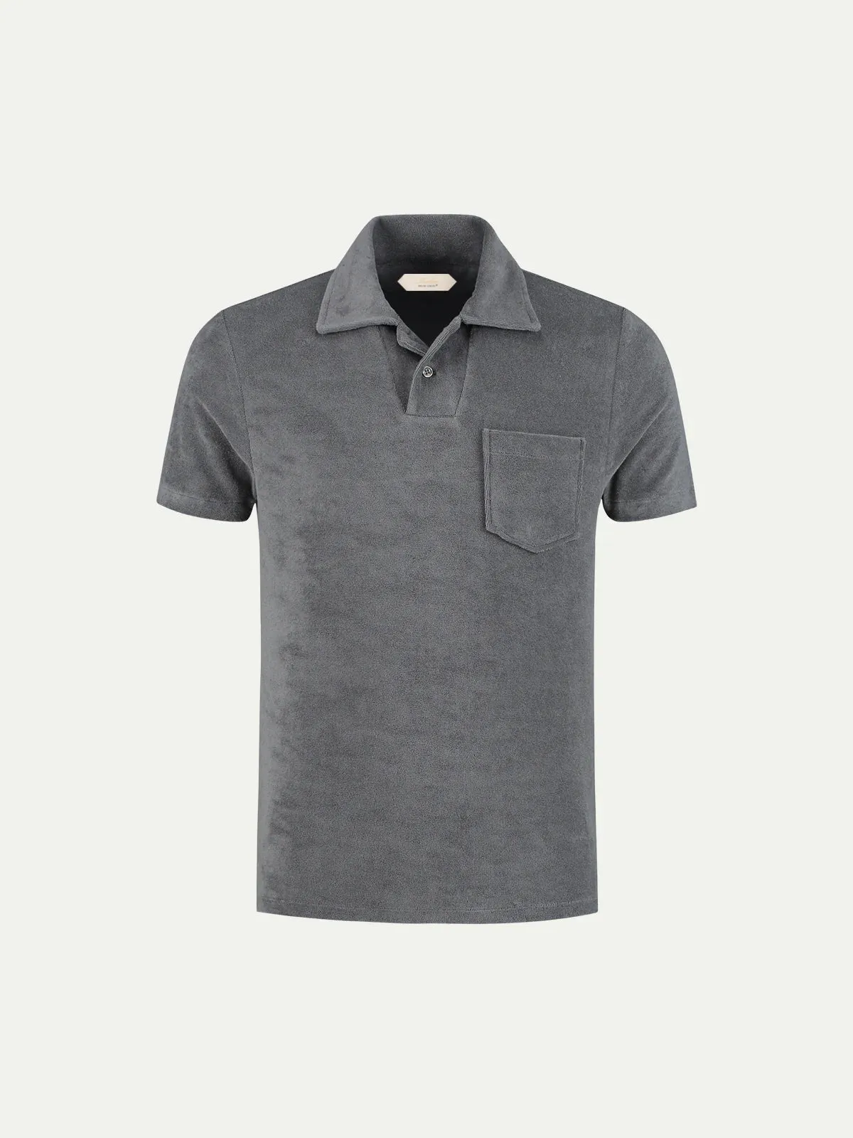 Dark Grey Terry Towelling Polo Shirt