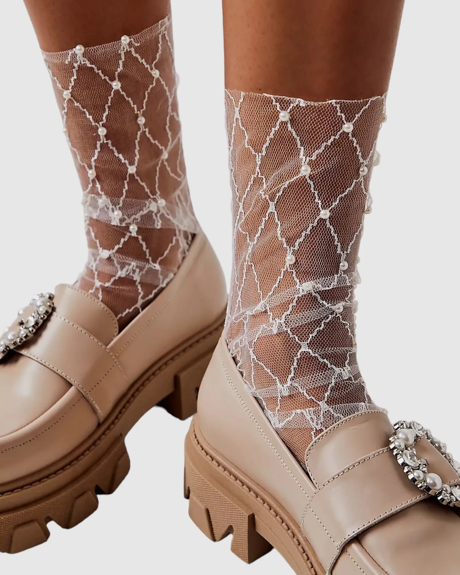 Diamonds and Pearls Socks - White